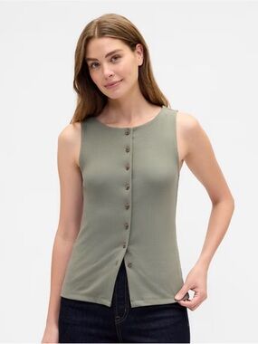 Gap Ribbed Boatneck Tank Green